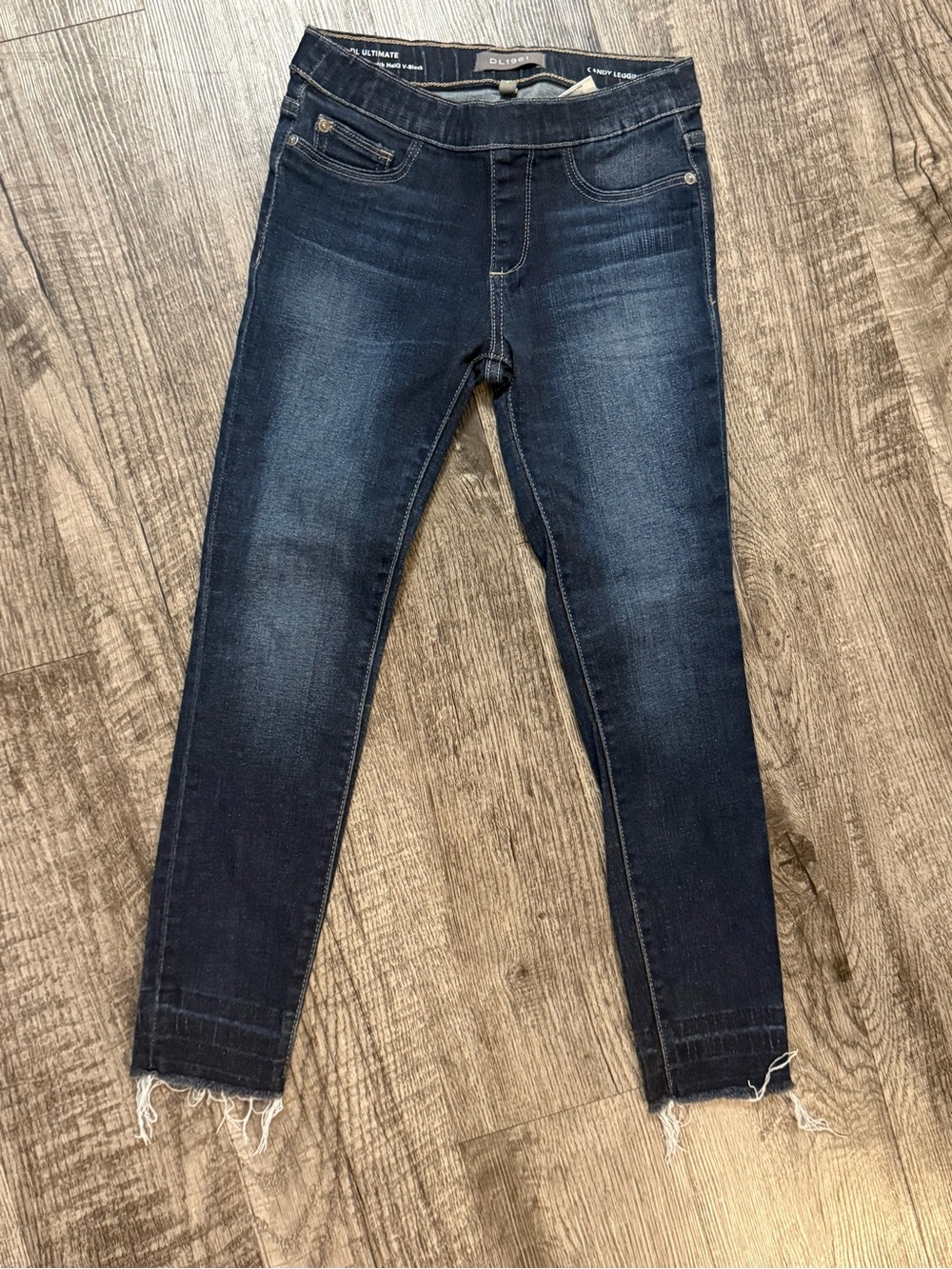 Girls DL1961 Dark Wash Stretch Denim Frayed Hem Leggings BNWOT